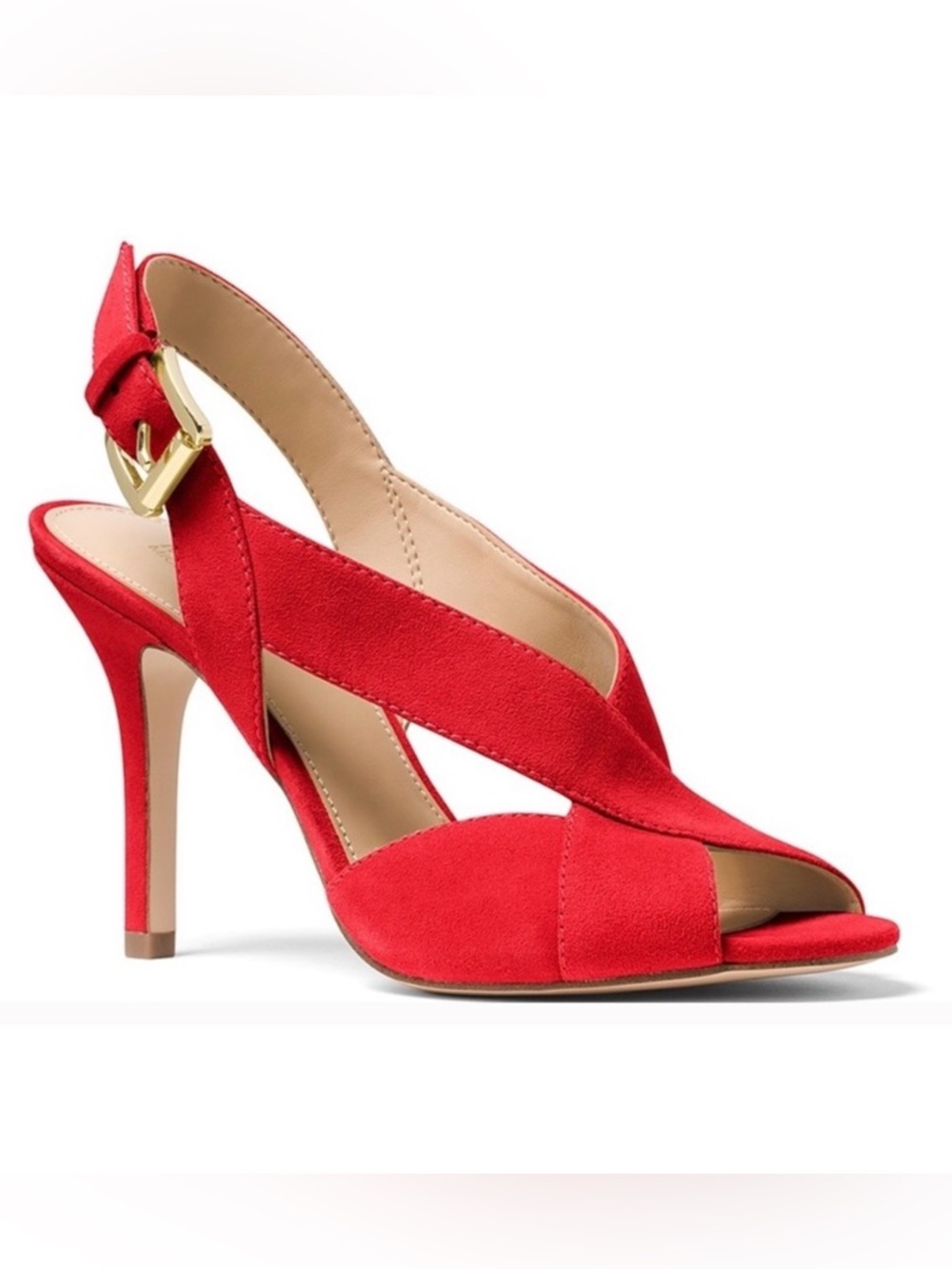 Michael Kors Red Suede Crisscross Ankle-Strap Heels